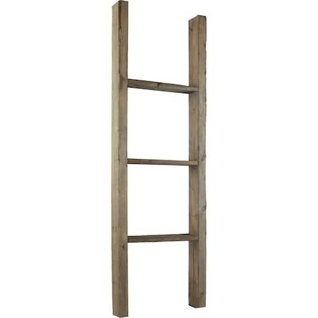 Ekena Millwork 15"W x 48"H x 3 1/2"D Vintage Farmhouse 3 Rung Ladder, Barnwood Decor Collection, Pebble Grey DECR015X048X04LDRPG